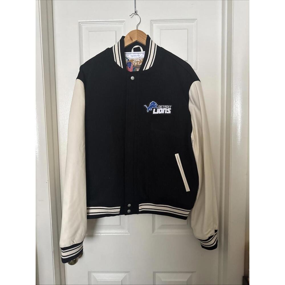 Jeff Hamilton $850 Men’s Large Detroit Lions Wool & Leather NFL Varsity Jacket